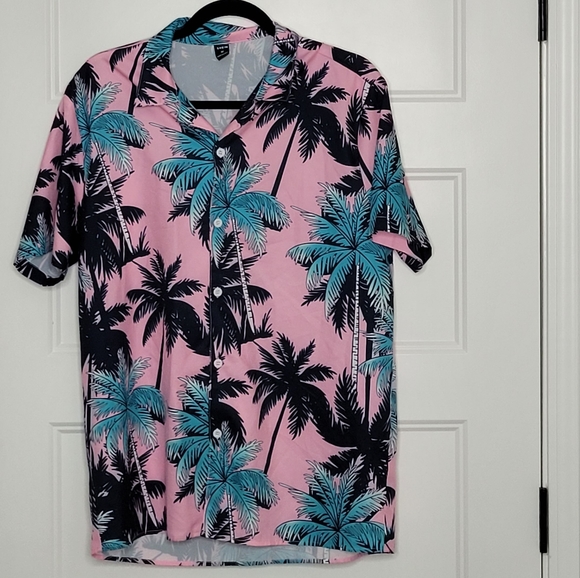SHEIN Other - Mens Troplical Casual Dress Shirt Palm Trees Medium